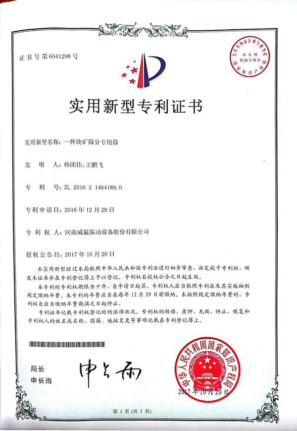 一種塊礦篩分專用篩